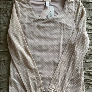 Chico's Beige Polka Dot Long Sleeve Top